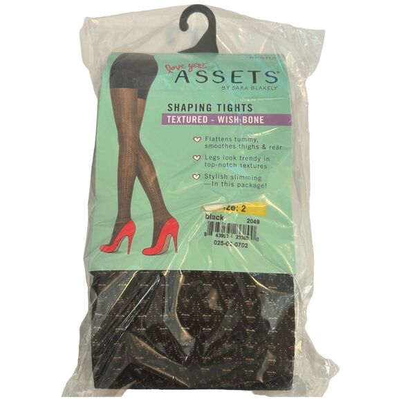 Assets by Spanx Sara Blakely Shaping Tight Women Size 2 Black Textured Wish Bone - Picture 1 of 4